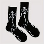 A Pair Of Men's Halloween Style Pattern Crew Socks Comfy Breathable Soft Socks Best Halloween Gifts For Boyfriend