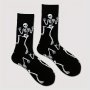 A Pair Of Men's Halloween Style Pattern Crew Socks Comfy Breathable Soft Socks Best Halloween Gifts For Boyfriend