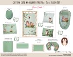 Cot Duvet Bedding Cute Woodlands Tree Leaf Sage Green Set