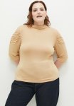 Plus The Luxe Essential Polo Basic Draped Balletrina Sleeve - Stone