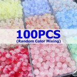 100PCS 8MM Multicolor Glass Round Beads For Jewelry Making Diy Elegant Fashion Bracelets Necklaces Phone Charms Beading Crafts -