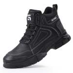 Guyisa Safety Shoes Work Shoes Men's Steel Toe Boots Waterproof High Black - UK7