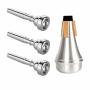 Kuylive 3 Pack Trumpet Mouthpiece 3C 5C 7C With Lightweight Aluminum Practice Trumpet Mute Silencer Fit For Yamaha Bach Conn King Replacement Musica
