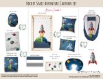 Cot Duvet Bedding Rocket Space Adventure Cartoon Set