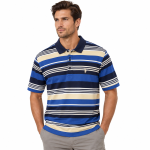 Polo Mens Stripe Print Mercerised Golfer In Navy - Navy 3XL