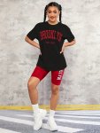 Knit Letters Print Short Sleeve Crew Neck T-Shirt For Girls Cool Casual And Comfy Summer Tee Top Daily Wear
