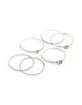 Silver Textured & Plain Bangles 6-PACK