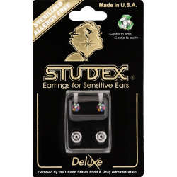 Studex Deluxe Silver Earrings Rainbow Daisy