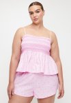 Cotton On Plus Shirred Woven Sleep Set - Tilly Floral Pirouette Pink