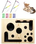 Geyynow Cat Scratch Puzzle Enrichment Box Wooden Interactive Cat Toy Nail File Box