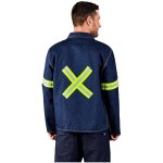 Cast Premium 100% Cotton Denim Jacket - Reflective Arms & Back - Yellow Tape - Blue 5XL