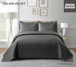 Simon Baker - Italian Velvet Bedspread Set - Charcoal Various Sizes - Super King - 320CM X 270CM + 2 Pillowcases 50CM X 70CM
