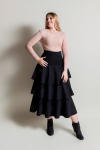 Suede Waterfall Skirt - 46 Black