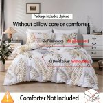 3PCS Soft 100% Polyester Duvet Cover Set Golden Bronzer Leaf Print Pillowcase Duvet Cover Combo No Filling + Perfect Choice For 