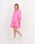 Pink Short Puff Sleeve Shirred Dress - S / Pink / Women