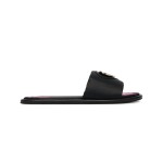 Flat Enameled Sandals -black gold