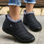 Women's Waterproof Snow Boots Thermal Plush Lined Slip On Ankle Boots Winter Warm Outdoor Flat Boots