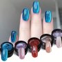 Cat Eye Gel Nail Polish Sparkly Glass Bead Effect Magnetic Soak Off UV Gel For Manicure Long-Lasting Nail Art Gel With Multi-Color Shift Under