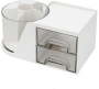 8 Compartments Abs Plastic Rotating Desk Organizer White