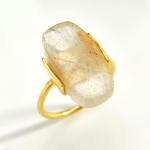 18CT Gold Golden Rutile Gemstone Ring - 58 Golden Rutile
