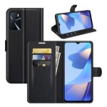 For Oppo A16 Litchi Texture Horizontal Flip Protective Case With Holder & Card Slots & Wallet Black