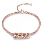 CAS102251 - Engraved Hearts Rose Gold Stainless Steel 22CM Bracelet anklet With 6CM Extender.