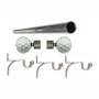 Matoc 25MM Single Curtain Pole Set - Silver - Crystal Ball Finials - 6.0M