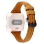 For Fitbit Versa Crazy Horse Texture Genuine Leather Watch Band Light Brown