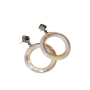 Stylish White Mother-of-pearl Large Hoop Earrings With Natural Topaz Studs