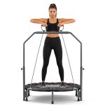 Foldable MINI Trampoline For Adults & Kids 40" Rebounder Trampoline With Adjustable Foam Bar For Indoor Workout Fitness
