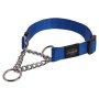 Rogz Utility Large 20mm Fanbelt Obedience Half-check Dog Collar - Blue Reflective
