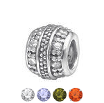 C1205-C3784 - 925 Sterling Silver Cz European Charm Bead - Light Clear Lavender Cz Crystal