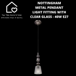 Nottingham Metal Pendant Light Fitting With Clear Glass - 40W E27
