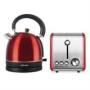 Mellerware Stainless Steel Red Toaster And Kettle Combo Set - Classic Designed   Vibrant Red Brushed Stainless Steel Kettle And Toaster Kettle 1.8 Litre