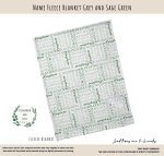 Personalised Fleece Blanket Name Fleece Blanket Grey And Sage Green