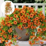 2PCS Artificial Wall Hanging Rattan Autumn Fake Hanging Flowers Orange Faux Plants Ornament For Holiday Outdoor Indoor Home Porc