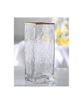 Vintage Clear Glass Square Textured Vase
