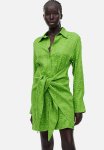 Tie-detail Shirt Dress - Green Crocodile Patterned