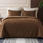 Whale Flotilla Twin Quilt Bedding Set Soft Brown Bedspreads Quilts Twin XL Size For All Seasons 2 Pieces Lightweight Geometric S