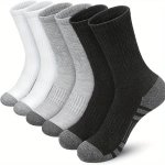 6 Pairs Of Men's Mid Crew Sport Socks Sweat-absorbing Comfy Breathable Socks For Men's Basketball Training Running Outdoor Activ