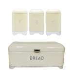 Smte Dh Breadbin Retro Design With 3 Piece Matching Canister Set Cream With Keychain
