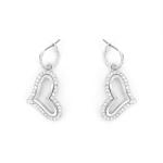 Silver Tone Hanging Heart Earrings