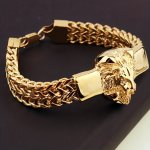 Fashion Stainless Steel Chain Bracelet Lion Head Bracelet For Men Party Biker Jewelry Gifts Father's Day Gift