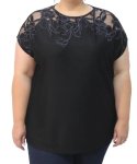 Ladies Plain Burn Out Detail Top - 60 Black