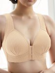 Solid Seamless Front Closure Ribbed Wireless Tank Bra Sexy Comfy Push Up Bra Women's Lingerie & Underwear