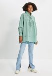 Tied Poplin Tunic Blouse - Green