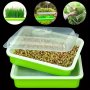 Hydroponic Seed Sprouter Tray Set For Pea Bean Peanut Wheat Cat Grass Germination - Plastic Seedling Growth Tray Kit With Lid Soil-free Indoor Gardening