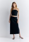 Cr Pe Satin Skirt - Black