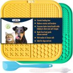 Lukito Premium Silicone Licking Mat For Dogs & Cats 77 Suction Cups Slow Feeder Boredom Reducer Anxiety Relief Dishwasher Safe F