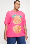 Plus Oversized Tee With Grapefruit Print - Grapefruit